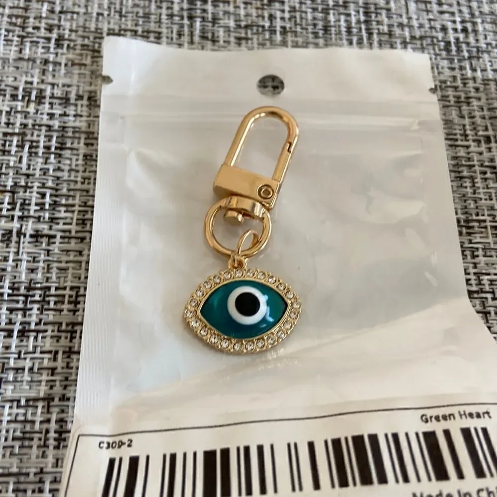 Fashion jewelry Key holder charm 🧿 Evil eye gold color Rhinestone